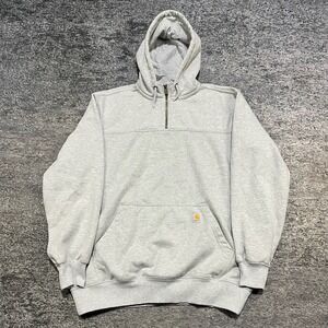 Carhartt Hoodie Mens XL Tall Gray 1/4 Zip Rain Defender Sweatshirt Heavyweight